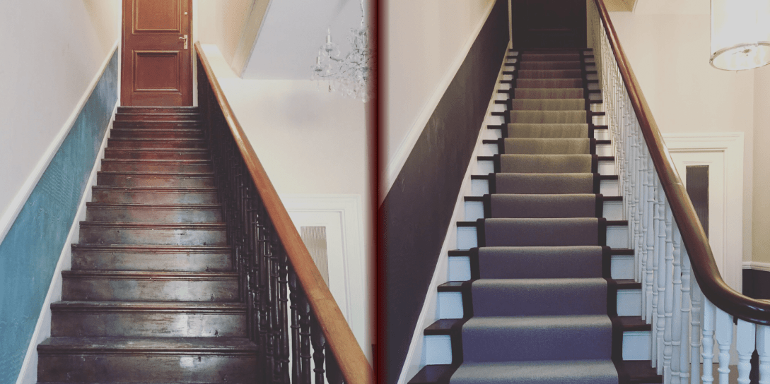 Lux Penthouse Stairway before and after